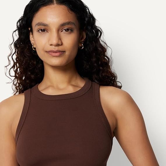 Brown Sleeveless Ribbed Tank Top image 4